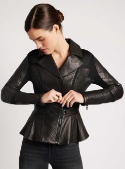 Clearance Blanc Noir Veste Moto A Basque En Maille Noir