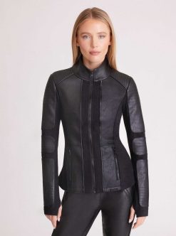 Clearance Blanc Noir Veste De Moto Zippee Sur Le Devant Noir