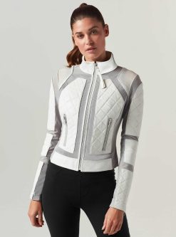 Hot Blanc Noir Veste De Moto Combinaison Blanche